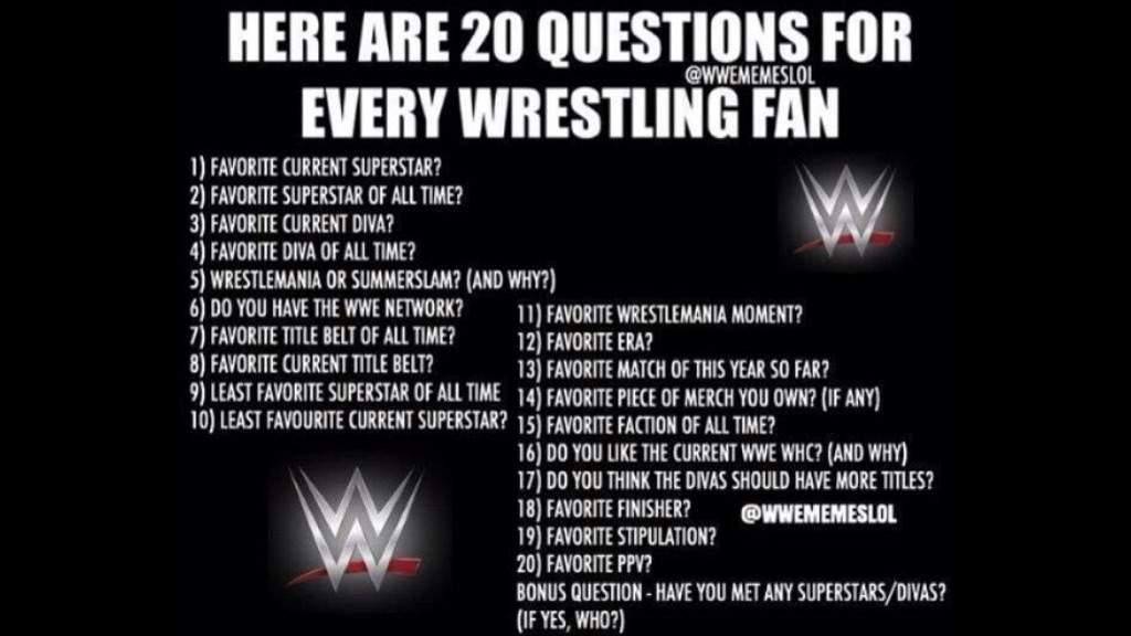 20 QUESTIONS FOR WWE FANS Wrestling Amino
