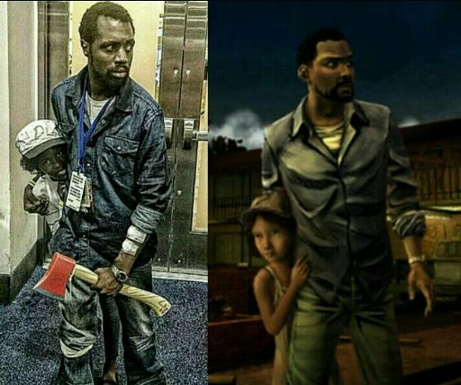 the walking dead lee and clementine statue