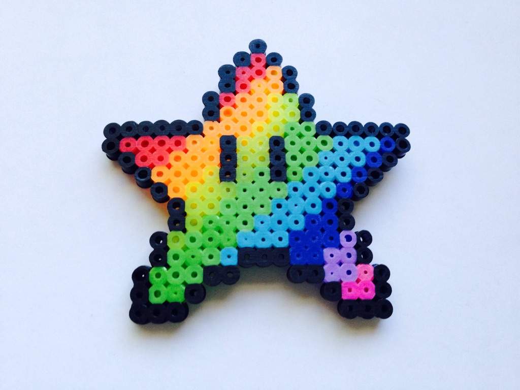Rainbow Super Mario Star Perler Bead Art Piece Sprite Medicproapp