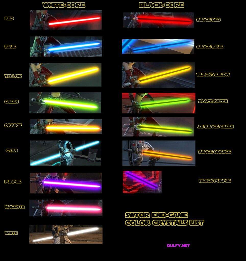 all canon lightsaber colors