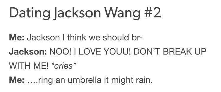 dating jackson wang would include