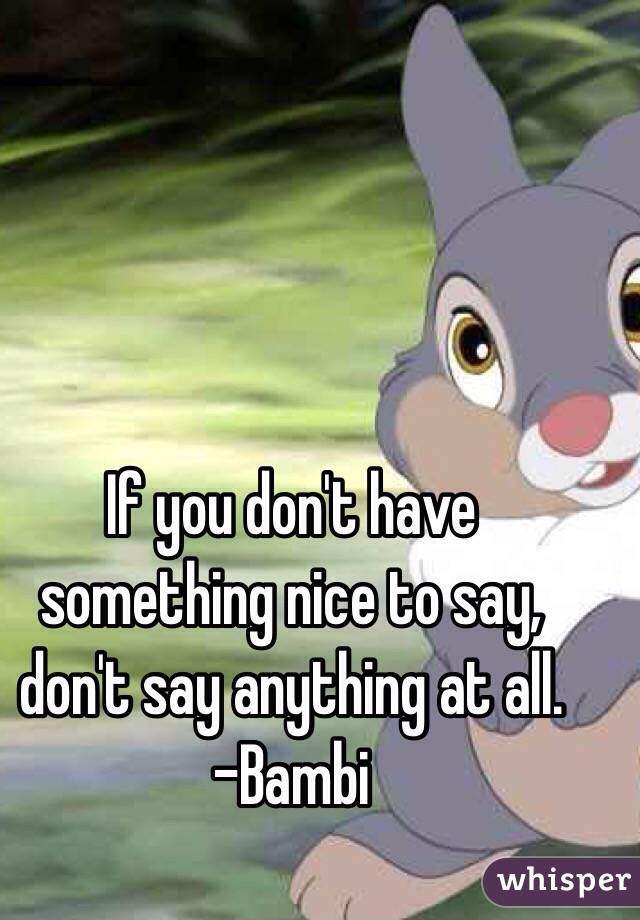 "If you don't have something nice to say, don't say anything at all" 