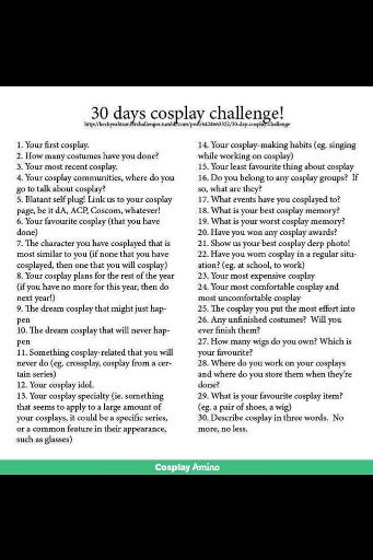 Day 1 30 Day Cosplay Challenge Your First Cosplay Cosplay Amino