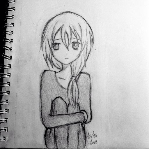 Anime Girl Sad Sketch gambar ke 18