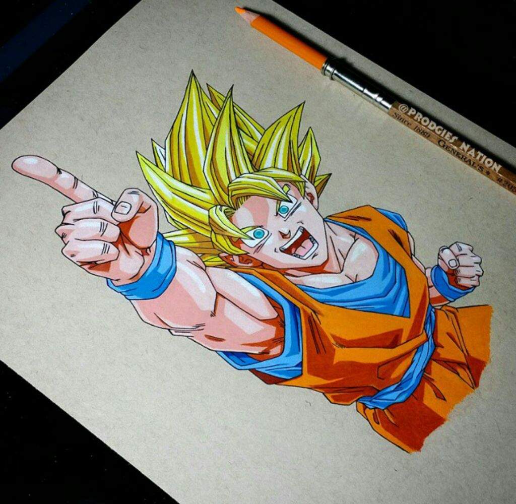 Drawing Of Goku Color Pencils Dragonballz Amino