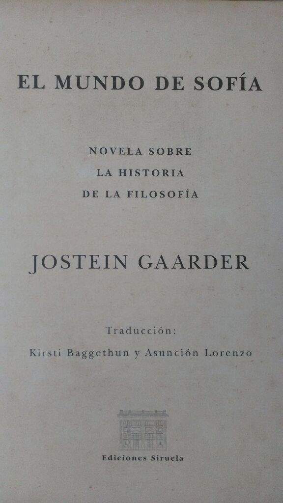 El Mundo De Sof A Jostein Gaarder Libros Amino