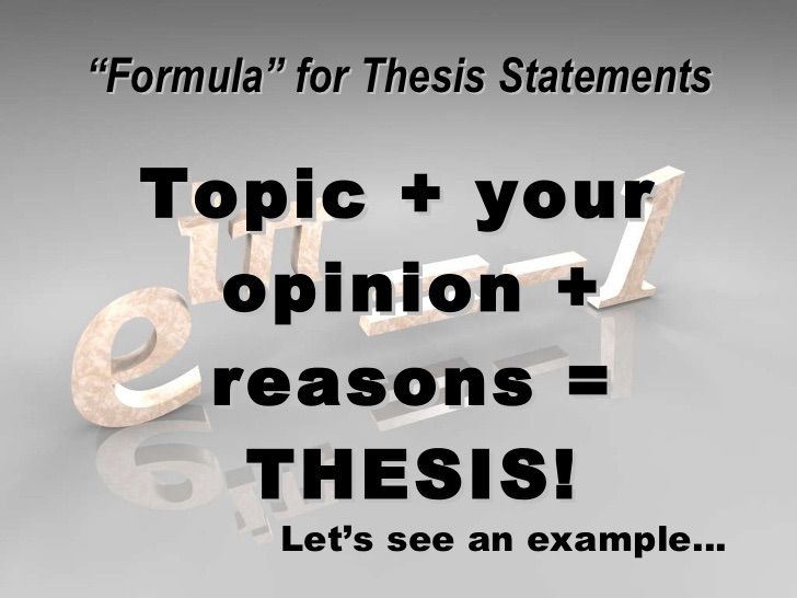 Formula For Writing A Thesis Statement