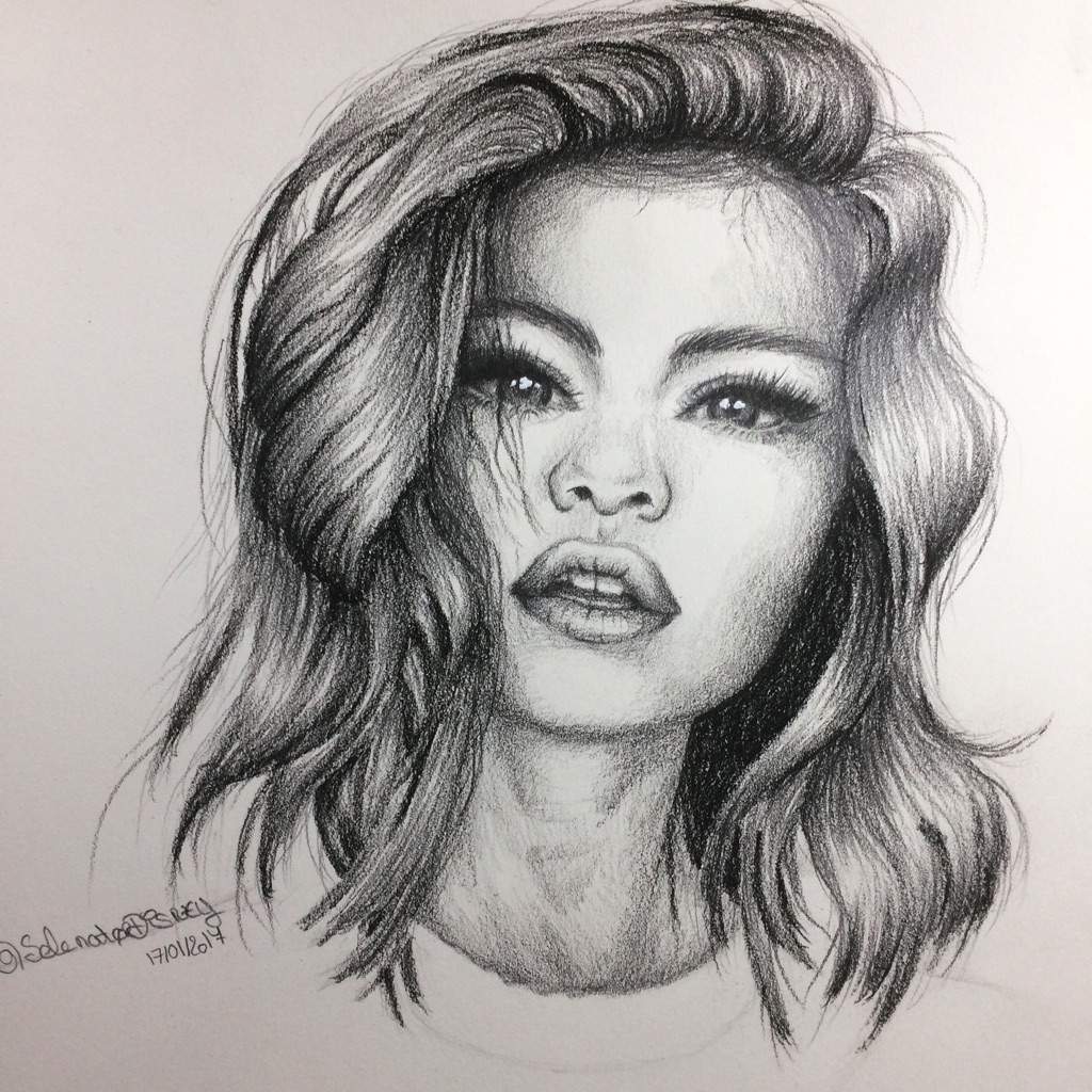 Easy How To Draw Sketch Of Selena Gomez with Pencil