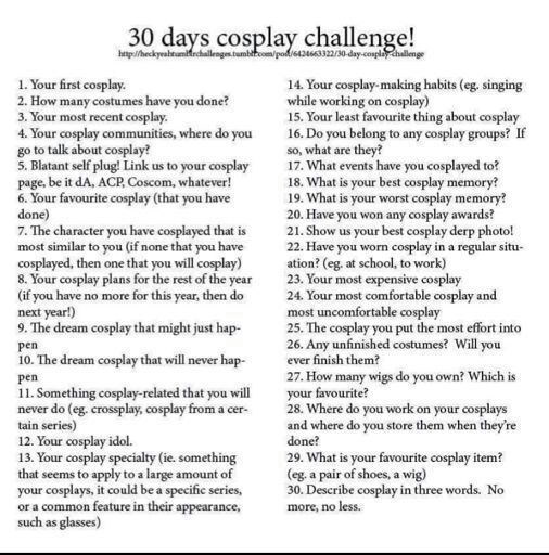 30 Day Cosplay Challenge Cosplay Amino 