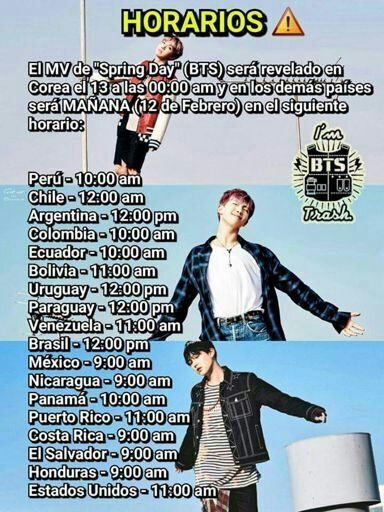 Los Horarios Del Mv De Bts Spring Day K Pop Amino