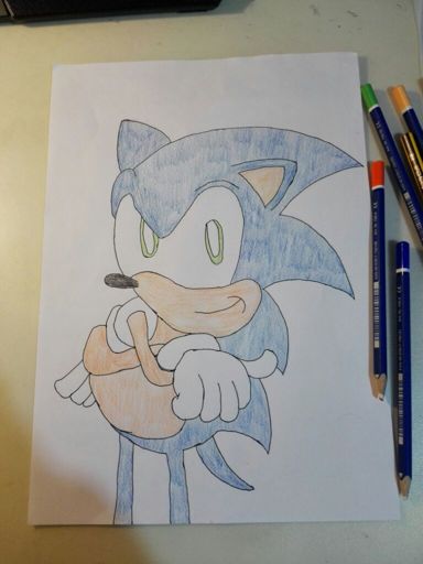 Dibujo de sonic clásico evolucionando a sonic moderno Sonic the