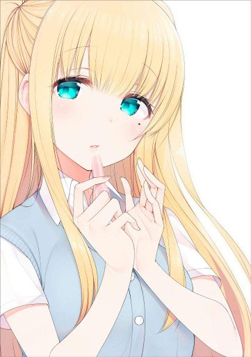 Anime girl with blonde hair and blue eyes