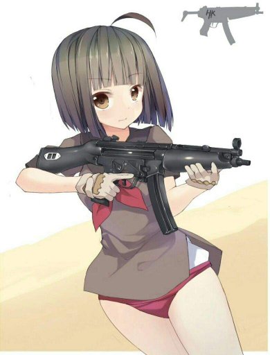Anime girl holding gun
