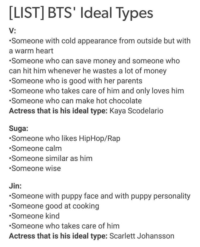 BTS IDEAL TYPES | ARMY's Amino