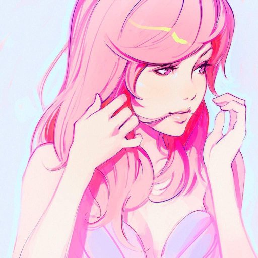 Anime girl with dark pink hair