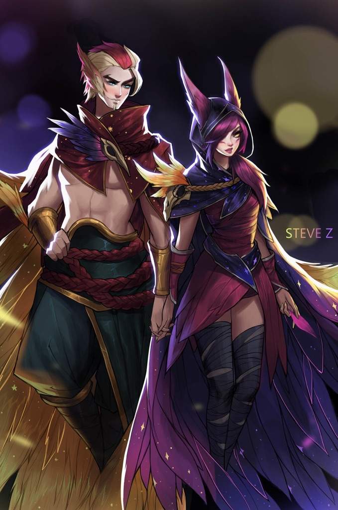 xayah and rakan statues