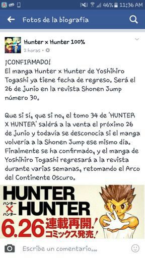 26 De Junio Regresa Hxh Hunter X Hunter Amino