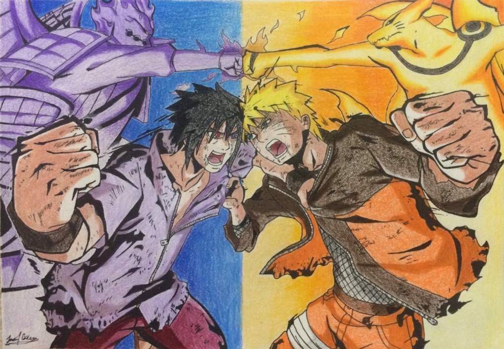 Dibujo de naruto vs sasuke | •Anime• Amino