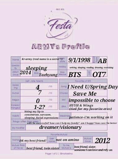 Bts Festa 17 Army Profile Army S Amino