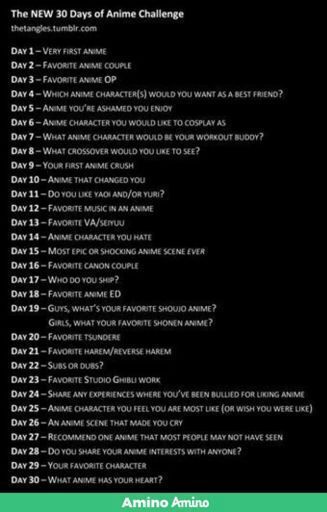 30 Day Anime Challenge | Anime Amino