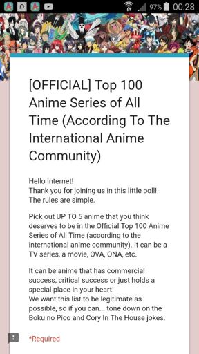 Official Top 100 Anime Series Of All Time According To The Images