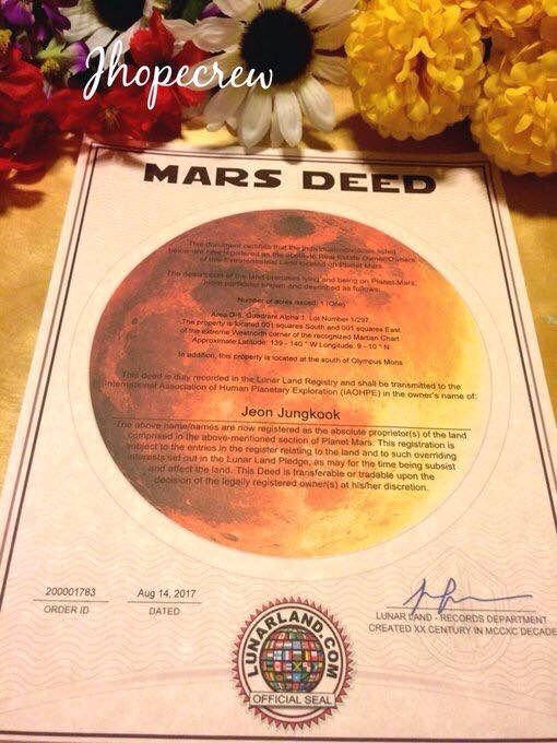 tanah di Mars buat Jungkook BTS