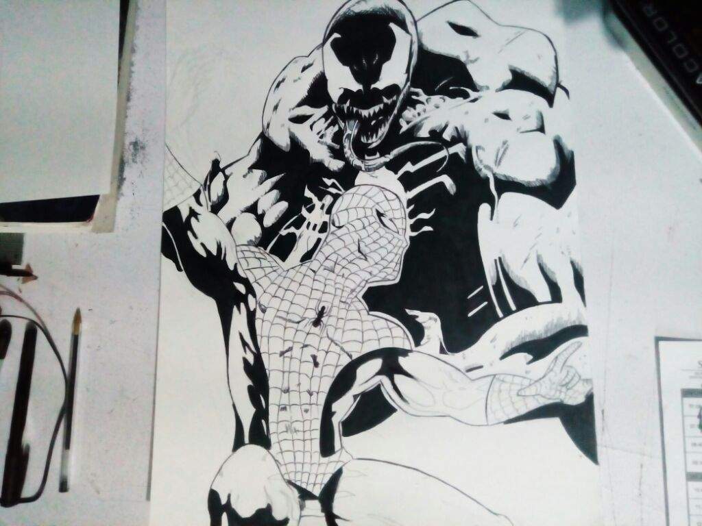 Spiderman Vs Venom Dibujo A Tinta DibujArte Amino