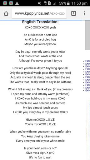 Exo xoxo lyrics english