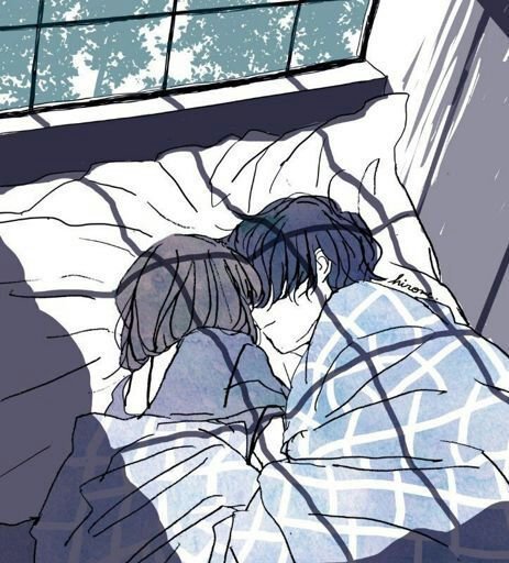 Cute anime couple sleeping