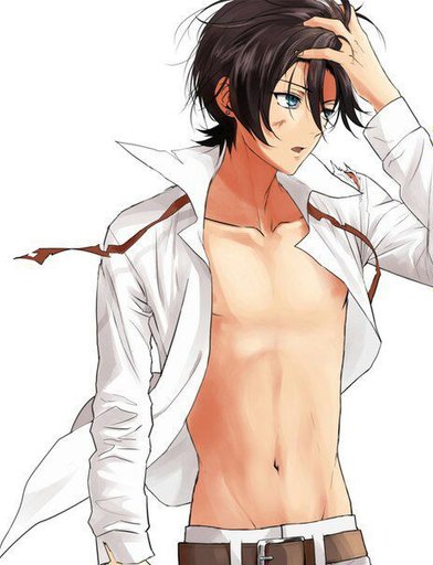 Anime boys with their shirts off