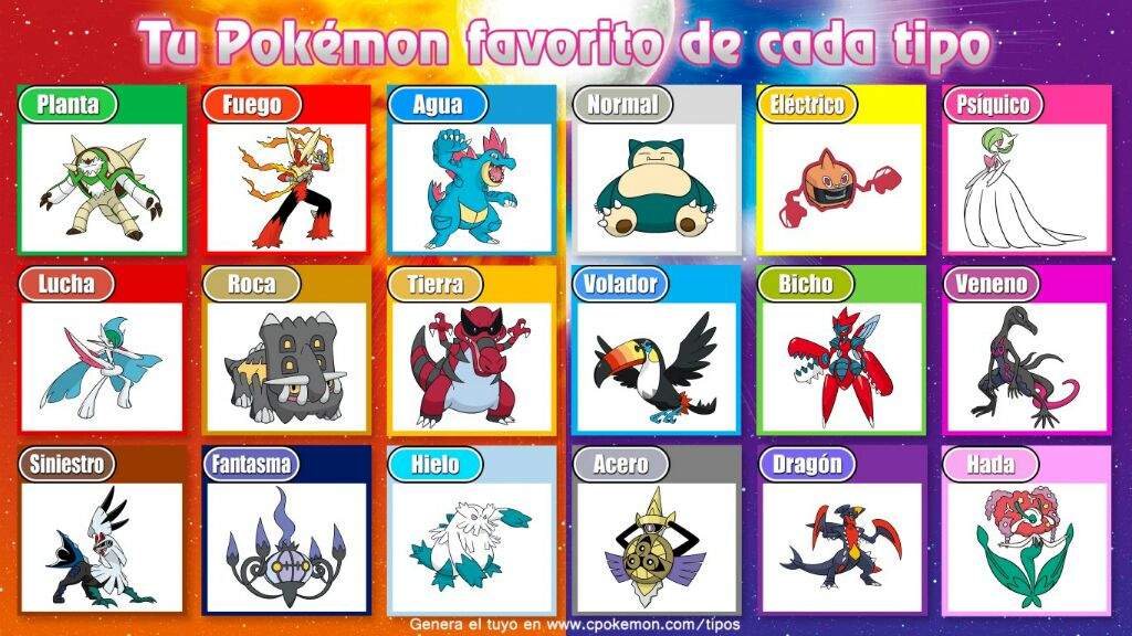 Ellos son mis dos Pokémon favoritos de cada tipo Si alguien tiene los