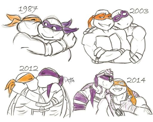 #tmnt #mikey #donatello tmnt 1987 tmnt 2003 tmnt 2012 tmnt 2014 kiss 😘😍.