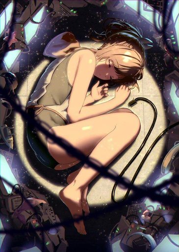 Anime girl in fetal position