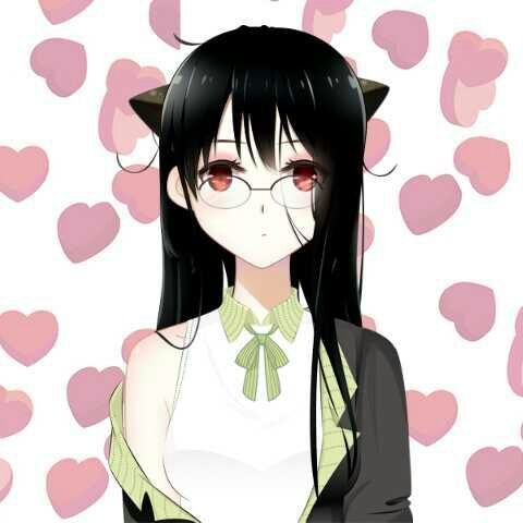 Anime girl with brown hair and green eyes