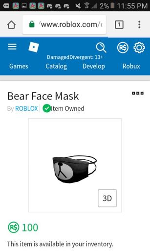 Cheapest Bear Mask On Roblox