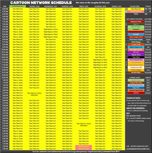 Cartoon network usa schedule December 25h-31st 2017 | Cartoon Amino