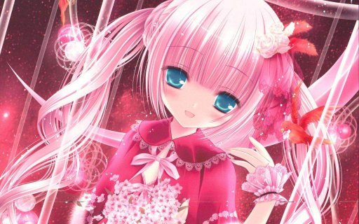 Cute pink haired anime girl