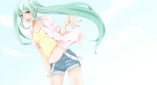 Anime girl teal hair