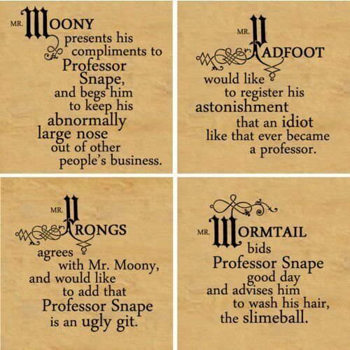 From Messrs Moony, Wormtail, Padfoot, and Prongs Harry Potter Amino
