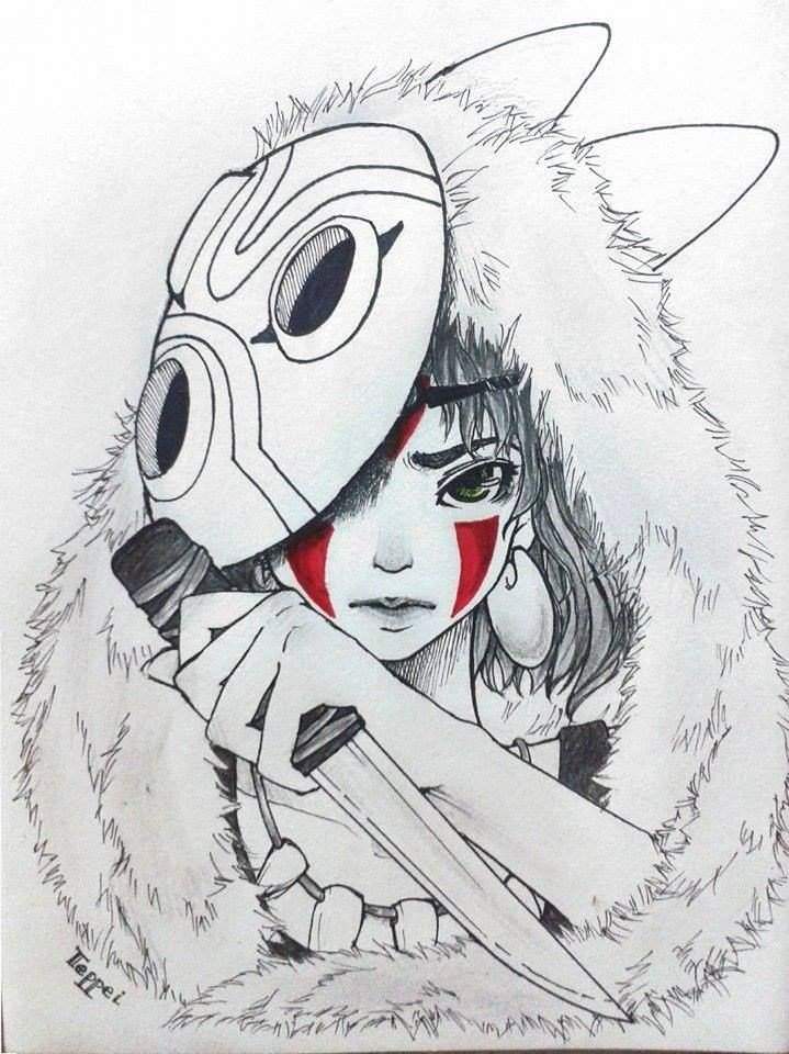 Proceso De Dibujo De La Princesa Mononoke Anime Amino