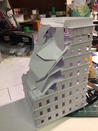 destroyed building diorama