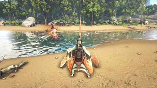 Above head and shoulder Respond piston Alpha Megalodon in the river! | Ark Survival Evolved Amino