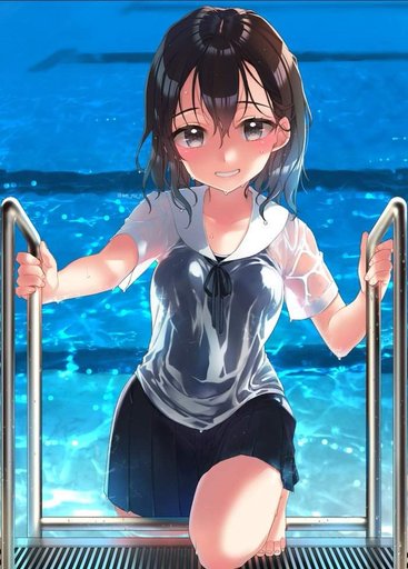Outdoor black anime wet