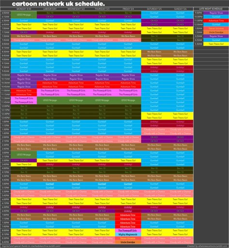 Cartoon network uk Schedule Monday April 30th-Sunday May 6th 2018
