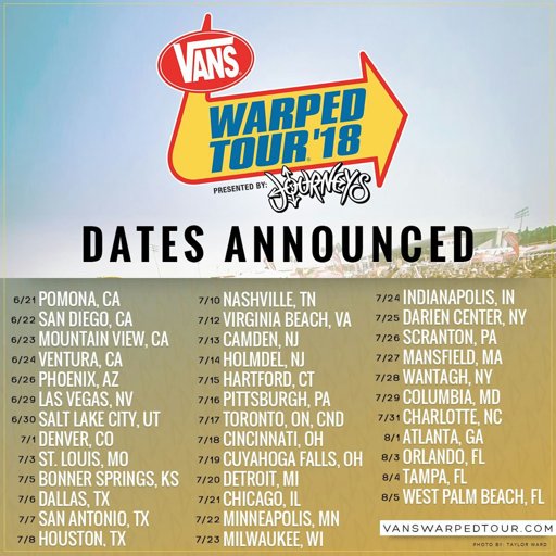 2018 vans warped tour