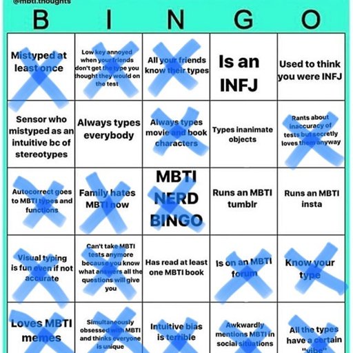 Mbti Nerd Bingo Myers Briggs Mbti Amino