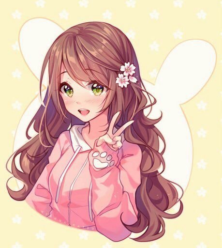 Kawaii anime girl with brown hair