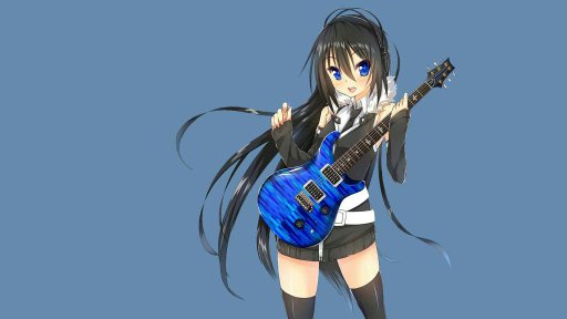 Anime girl with black hair and headphones
