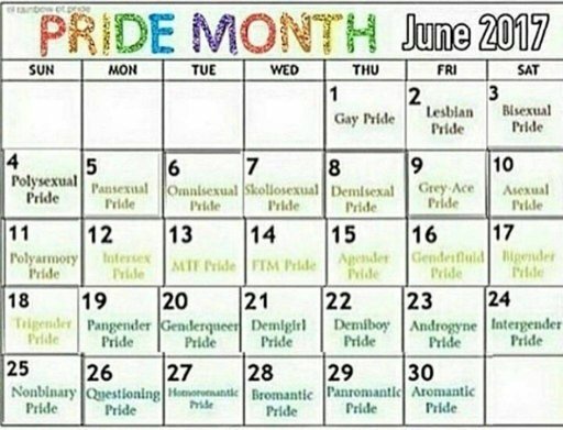 Pride Month Calendar : Pride Month Lgbtq Resource Center - Kay Gref1980