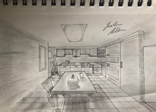 One Point Perspective Kitchen Scene Art Amino